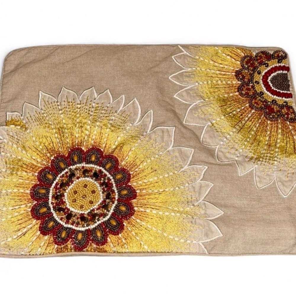 Pier 1 Sunflower Jacquard & Beaded Boudoir Pillow Cover